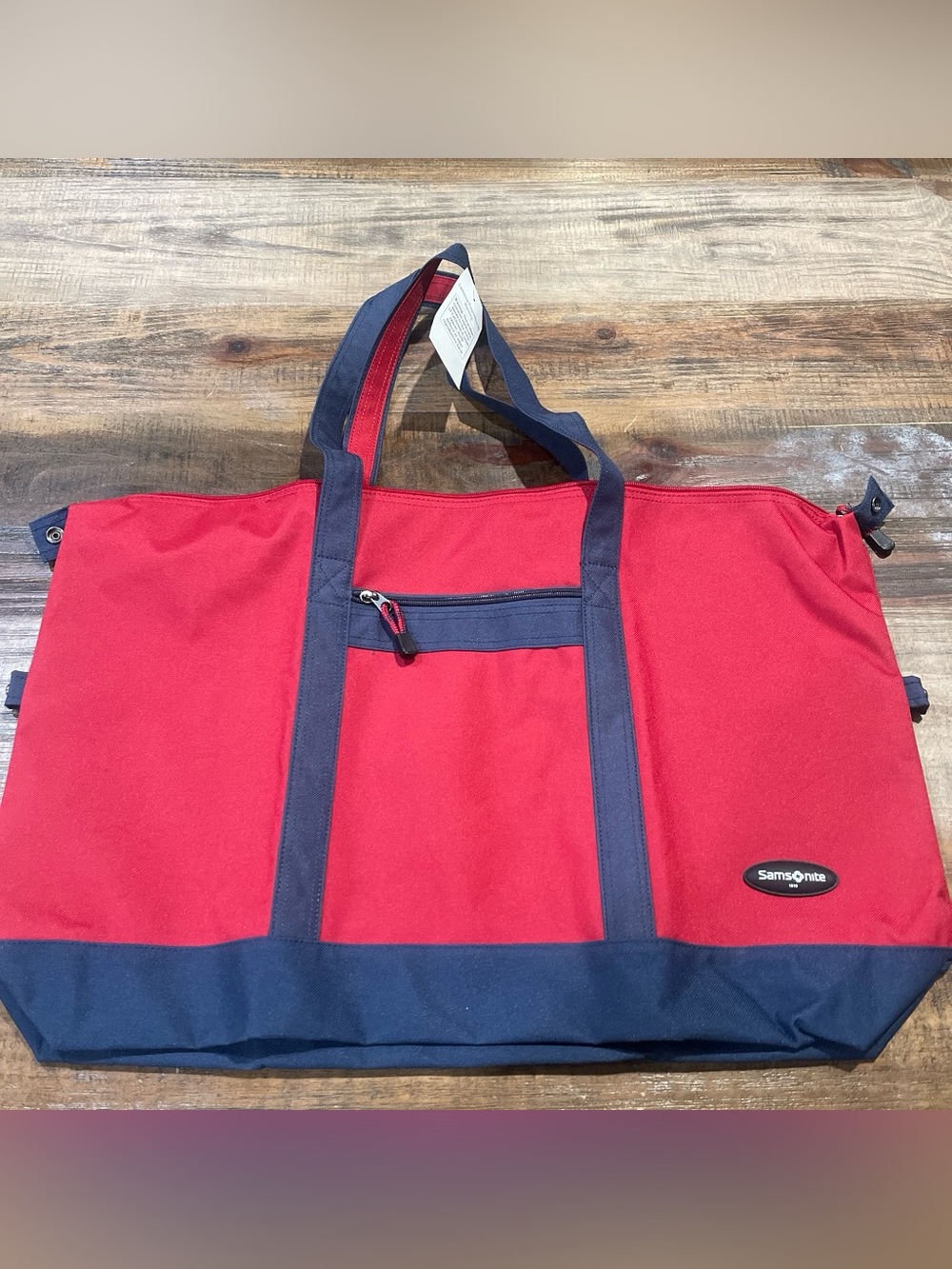 Samsonite Red and Navy Duffel Carry-All Tote